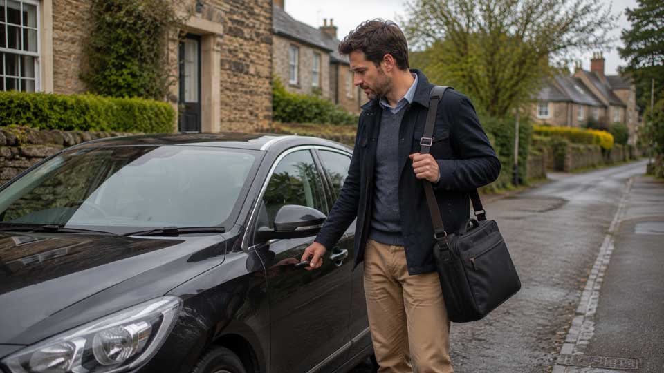 Illustration for: Can I use a borrowed car for work while visiting Britain?